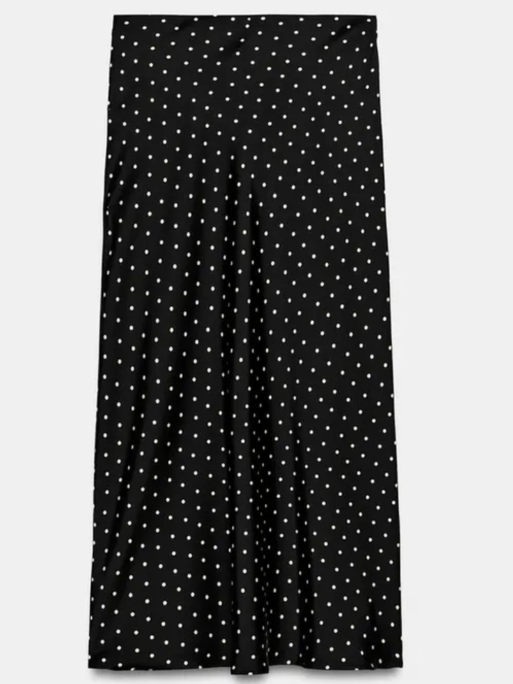 ZARA Polka Dot Satin Midi Skirt Black White High Waist NWT S - Picture 5 of 6